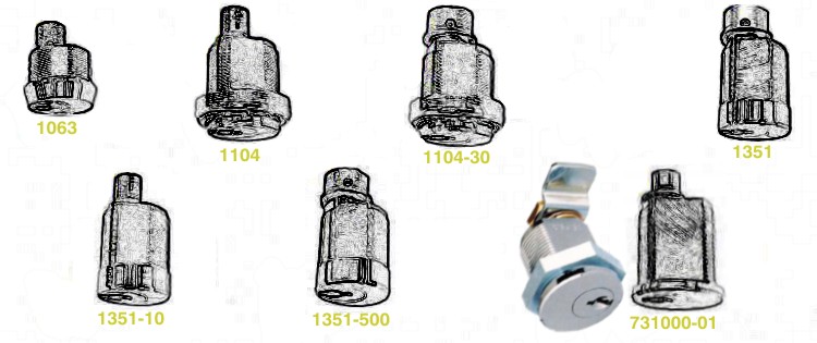 SERRURES A CAME BATTEUSE, 1063, 1104, 1104-30, 1351, 1351-10, 1351-500, 731000-01